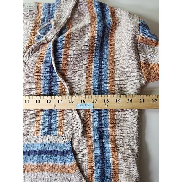 LUCKY BRAND Blue Orange Tan Baja Hippie Boho Hoodie SZ M - Picture 5 of 7